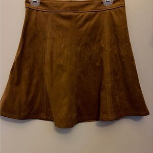 LOFT Suede-Look A-Line Skater Skirt in Chestnut Brown